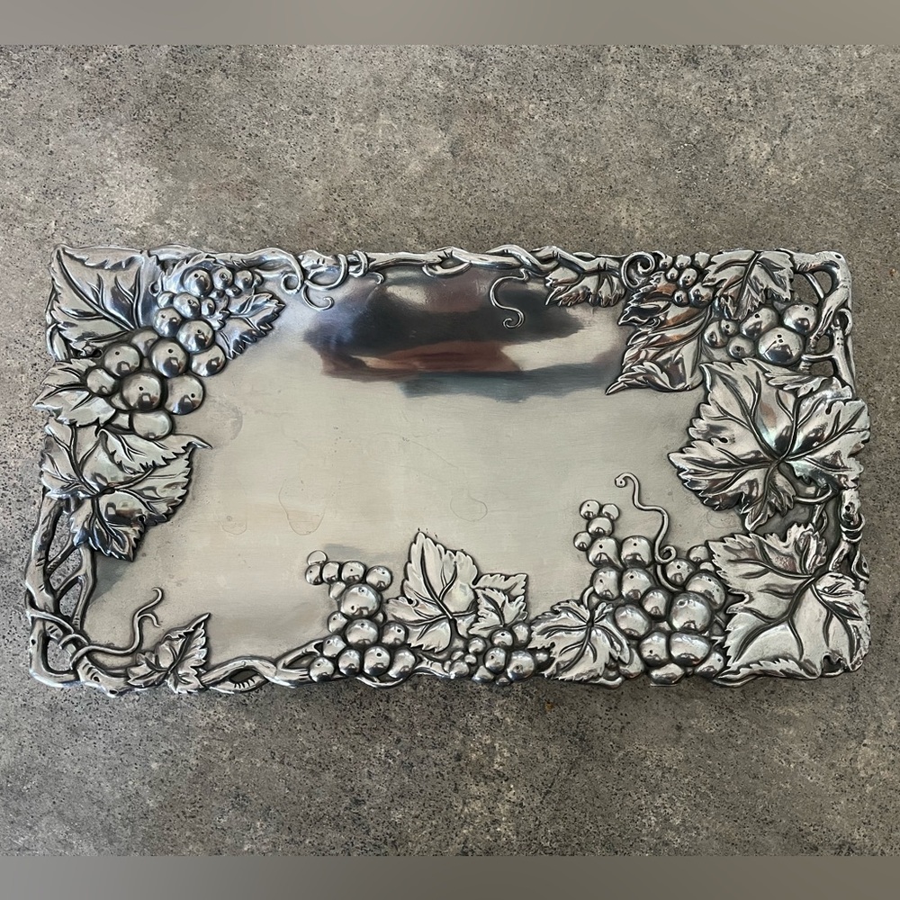 Arthur Court Silver Grape Motif Serving Tray